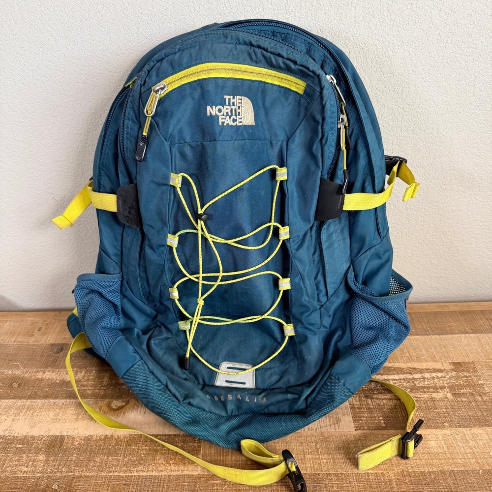 The North Face Borealis Backpack Laptop Bag Commuter Teal Yellow Hiking School